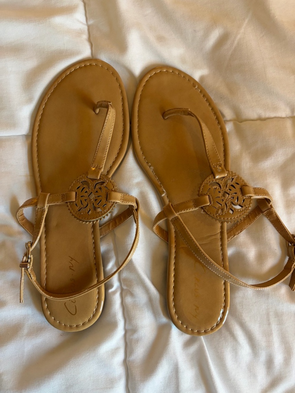 Circus by Sam Edelman Tan Strappy Medallion Thong Sandals
